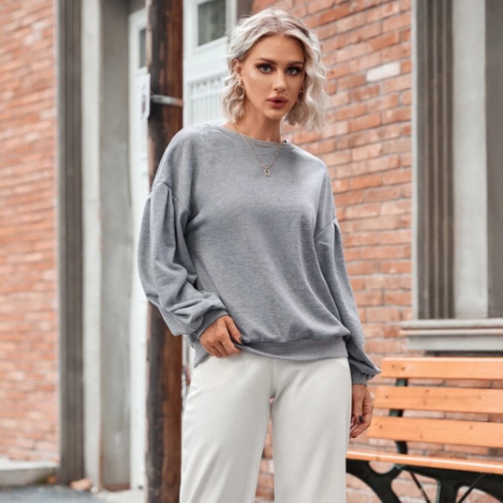 Woman SHEIN Solid Drop Shoulder Sweatshirt Size Medium